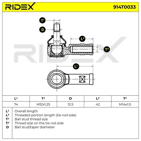 Ridex 914T0033 Track Rod End, photo 2