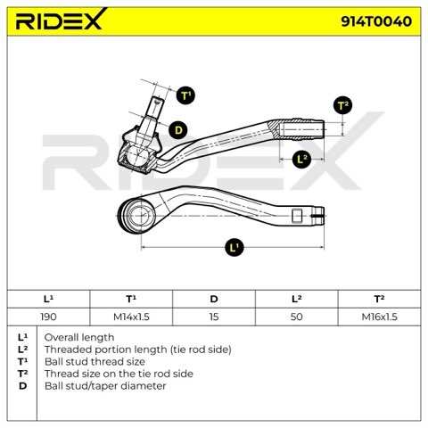 Ridex 914T0040 Track Rod End, photo 3