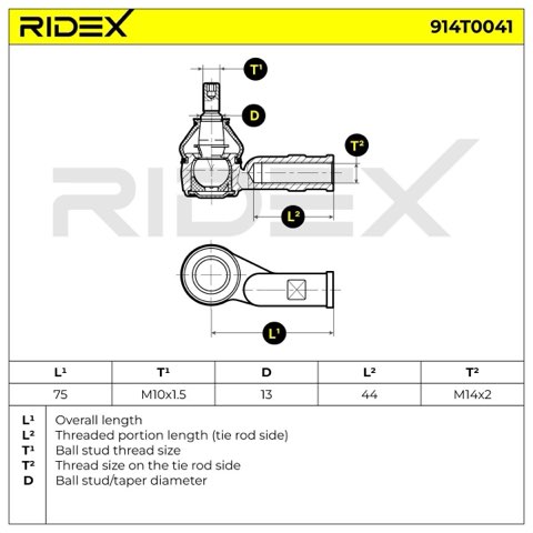 Ridex 914T0041 Track Rod End, photo 2