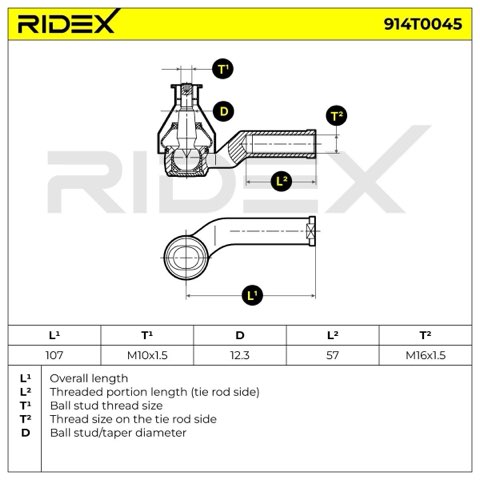 Ridex 914T0045 Track Rod End, photo 3