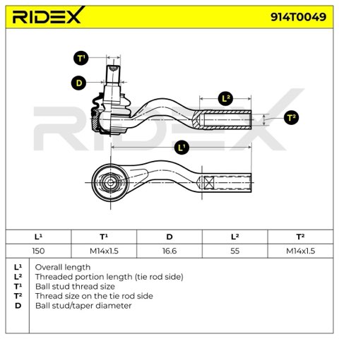Ridex 914T0049 Track Rod End, photo 3
