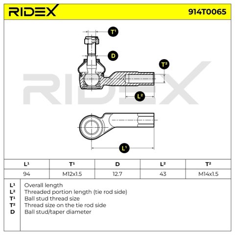 Ridex 914T0065 Track Rod End, photo 3