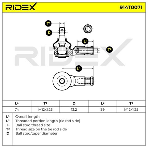 Ridex 914T0071 Track Rod End, photo 3