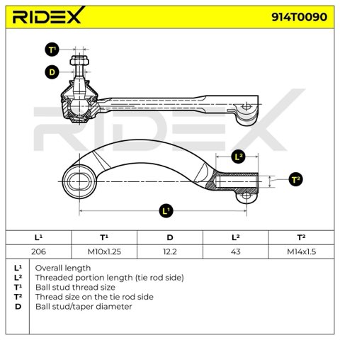 Ridex 914T0090 Track Rod End, photo 3