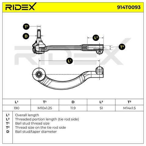Ridex 914T0093 Track Rod End, photo 3