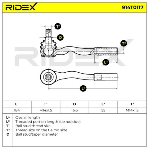 Ridex 914T0117 Track Rod End, photo 3