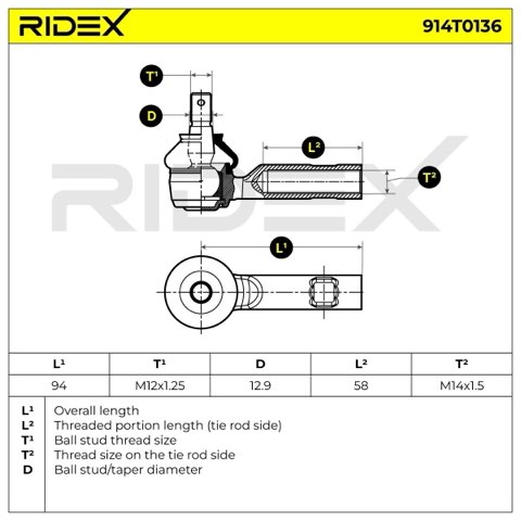 Ridex 914T0136 Track Rod End, photo 3
