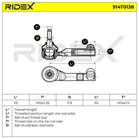 Ridex 914T0138 Track Rod End, photo 3
