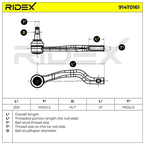 Ridex 914T0161 Track Rod End, photo 2