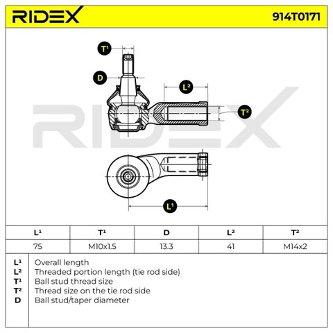 Ridex 914T0171 Track Rod End, photo 3
