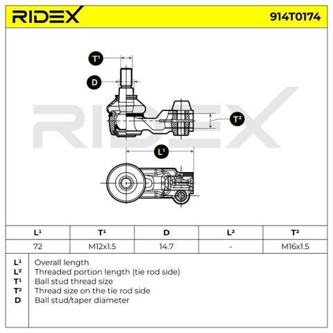 Ridex 914T0174 Track Rod End, photo 3
