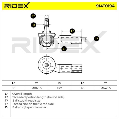 Ridex 914T0194 Track Rod End, photo 3