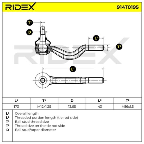 Ridex 914T0195 Track Rod End, photo 3