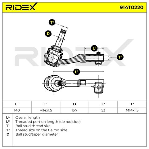 Ridex 914T0220 Track Rod End, photo 3