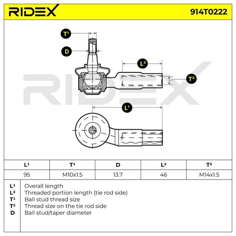 Ridex 914T0222 Track Rod End, photo 3