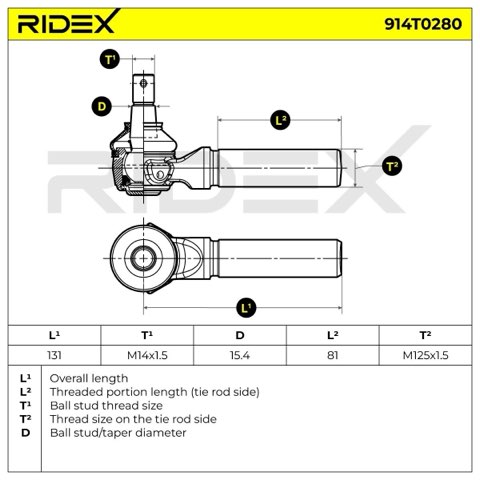 Ridex 914T0280 Track Rod End, photo 3