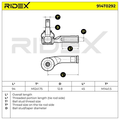 Ridex 914T0292 Track Rod End, photo 3