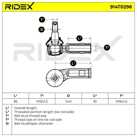 Ridex 914T0296 Track Rod End, photo 3