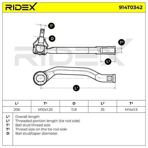 Ridex 914T0342 Track Rod End, photo 3