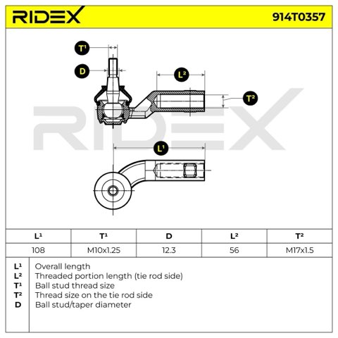 Ridex 914T0357 Track Rod End, photo 3