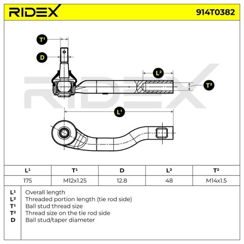 Ridex 914T0382 Track Rod End, photo 3