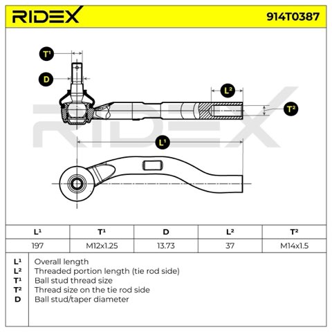 Ridex 914T0387 Track Rod End, photo 3