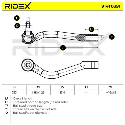 Ridex 914T0391 Track Rod End, photo 3