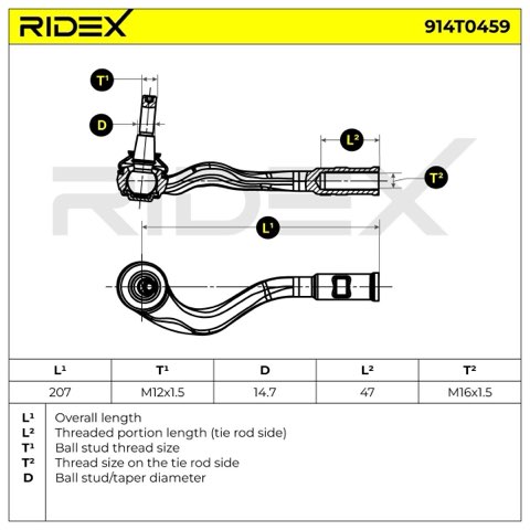 Ridex 914T0459 Track Rod End, photo 3