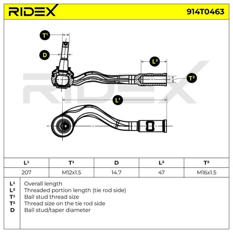 Ridex 914T0463 Track Rod End, photo 3