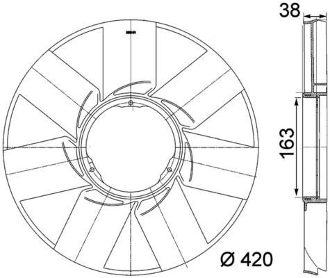 Mahle CFW 38 000P Fan Wheel, Engine Cooling, photo 3