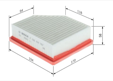 Bosch F 026 400 767 Air Filter, photo 2