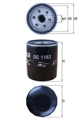 Mahle OC 1182 Oil Filter, photo 2