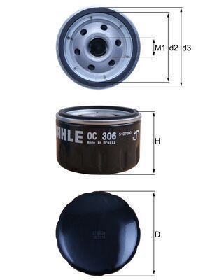 Mahle OC 306 Oil Filter, photo 3