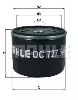 Mahle OC 727 Oil Filter, photo 3