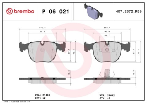 Brembo Prime P 06 021 Brake Pad Set — Front 157mm, photo 7