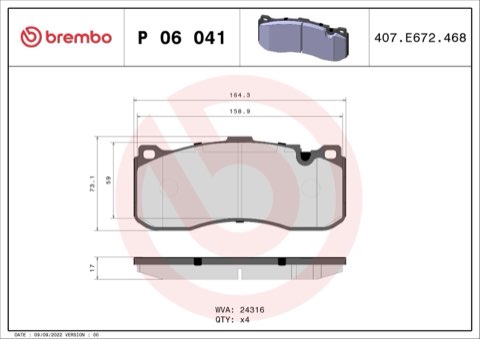 Brembo Prime P 06 041 Brake Pad Set — 165mm, photo 5