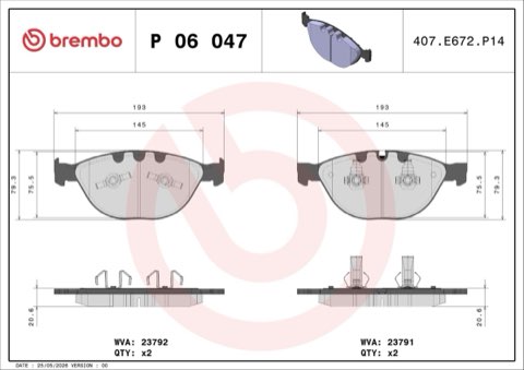 Brembo Prime P 06 047 Brake Pad Set — Front 193mm, photo 5
