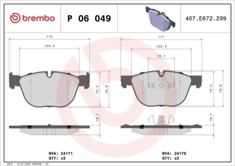 Brembo Prime P 06 049 Brake Pad Set — Front, photo 5