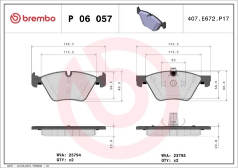 Brembo Prime P 06 057 Brake Pad Set — Front 155mm, photo 5