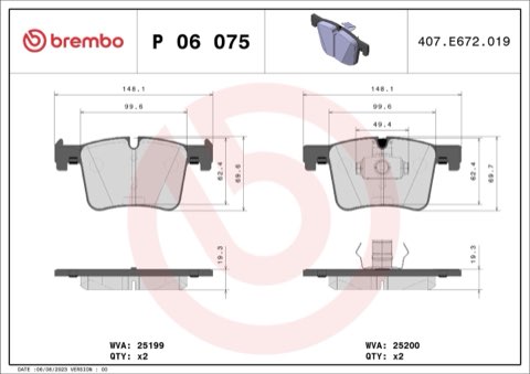 Brembo P 06 075 Front Brake Pad, photo 4