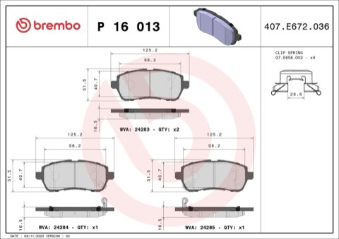 Brembo Prime P 16 013 Brake Pad Set — Front 126mm, photo 8