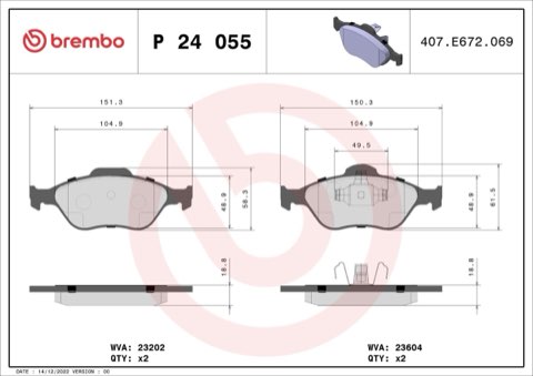 Brembo Prime P 24 055 Brake Pad Set — Front, photo 7