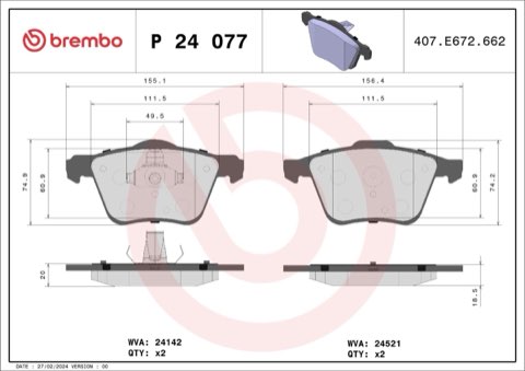 Brembo Prime P 24 077 Brake Pad Set, photo 5
