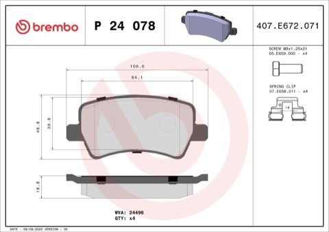 Brembo Prime P 24 078 Brake Pad Set — Rear 107mm, photo 7