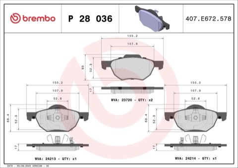 Brembo Prime P 28 036 Brake Pad Set, photo 4