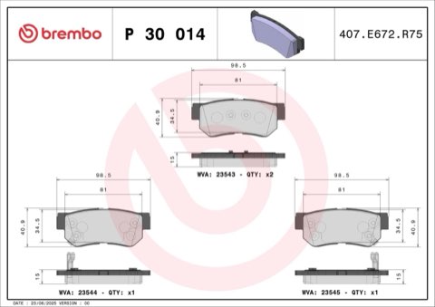 Brembo Prime P 30 014 Brake Pad Set — 99mm, photo 5