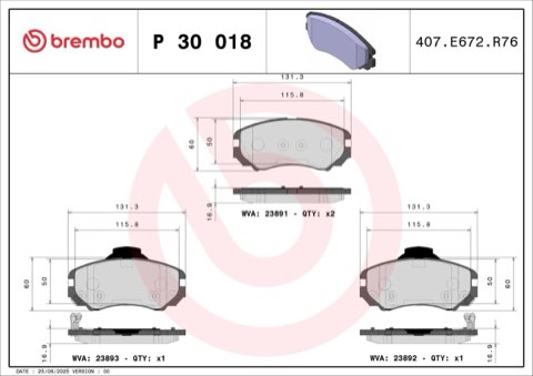 Brembo Prime P 30 018 Brake Pad Set — Front 132mm, photo 5