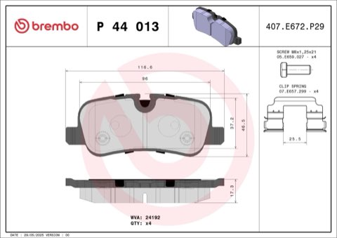 Brembo Prime P 44 013 Brake Pad Set — Rear 117mm, photo 5
