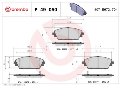 Brembo Prime P 49 050 Brake Pad Set — Front 142mm, photo 6