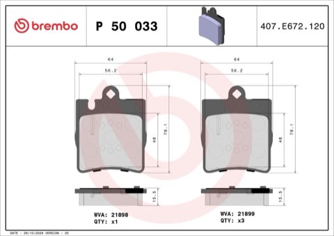 Brembo Prime P 50 033 Brake Pad Set — Rear 64mm, photo 6